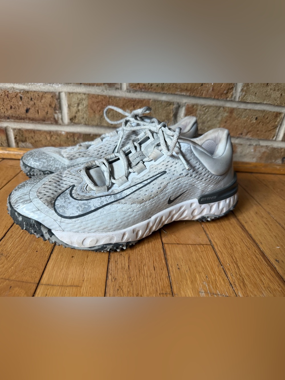 Nike Kids White and Gray Athletic Sneakers